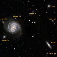 Messier100 & NGC4312 im Überblick mit anderen Begleitgalaxien - (Virgo-Galaxienhaufen) Sternbild Haar der Berenike • Entfernung ca. 68 Mio. Lichtjahre | Teleskop CDK17inch | Aufnahme: B.M. • Doerffel Sternwarte©