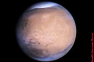 Mars am 06.02.2025 • Aufnahme B.M. / R.S. | Teleskop: TEC APO 160 f/7 Fl. Apo mit ADK von Greatstar • Doerffel Sternwarte©